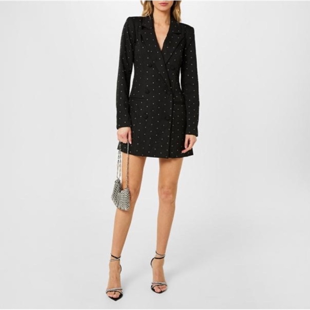 Good American Black Blazer mini dress with rhinestone